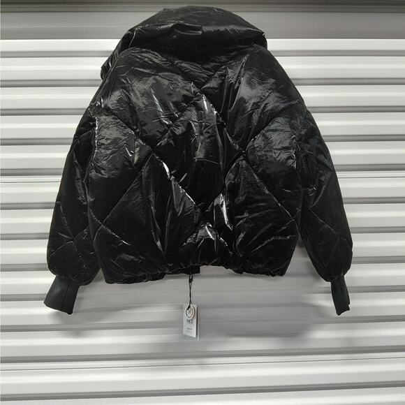 Noize Black Quilted Puffer Jacket Women's Small Vegan Winter Ski Coat Cozycore - Picture 13 of 16